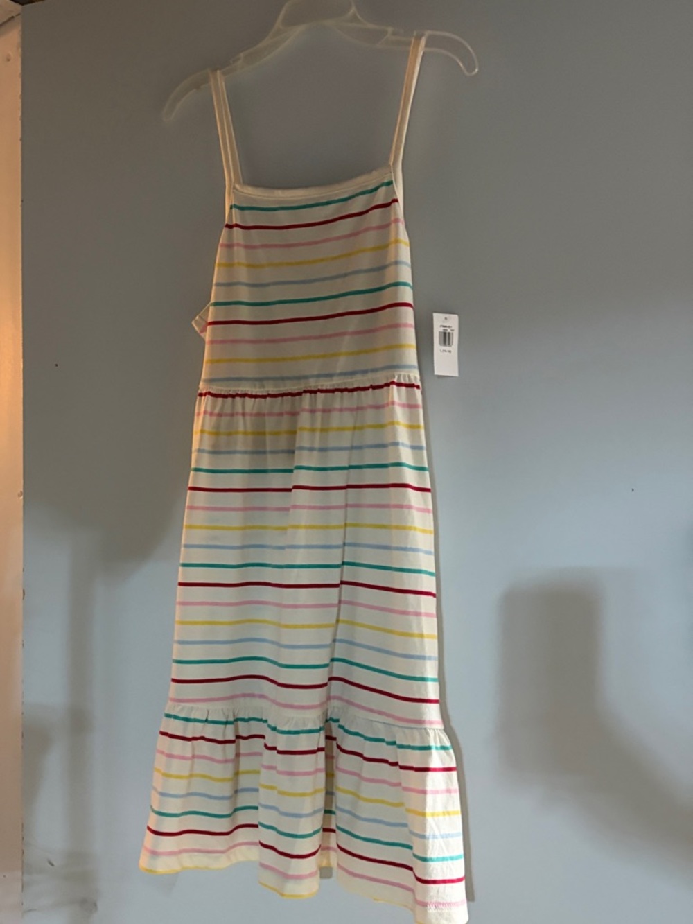 Old Navy White Multi-Color Striped Sundress with Ruffle Hem - NEW WITH TAGS